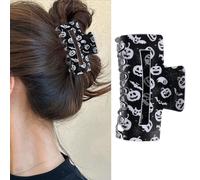 HIFANMM Halloween Hair Claw Clips Funny Pumpkin Hair Accessories for Women Girls, White Ghost Bat Black Large Hair Clips, Fall Square Acrylic Non Slip Hairpins for Thick Thin Hair Decorations