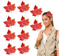 HIFANMM Maple Leaf Hair Clips, 10pcs Fall Hair Accessories for Women Girls, Orange Red Leaves Alligator Hair Barrettes Elegant Thanksgiving Hairpins for Bring You Closer to Autumn