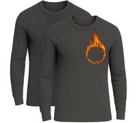 HiFEN 2 Pack Men’s Thermal Long Sleeve Top, Winter Warm Men Base Layer Long John T-Shirt, Adult Full Sleeve Thermal Charcoal