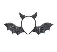 HiFEN® 2 Pcs Bat Ear & Wing Headband Sparkly Sequin Costume Accessory for Kids, Teens & Adults Black Bat Hairband for Halloween Themed Parties, Trick or Treat, Cosplay