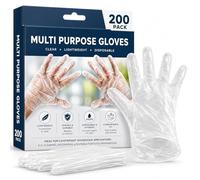 HiFEN® 200 Clear Polyethylene Disposable Plastic Gloves, Lightweight & Powder Free Multi-Purpose Plastic Gloves for Food Preparation, Cooking, Cleaning, Household, Hair Dyeing & Hygiene (Transparent)