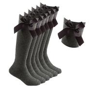 HiFEN® 3 Pairs Girls Knee High School Socks with Fluffy Ribbons Bow, Back to School Socks Uniform Party Wear Long Socks Girls Bow Knee High School Socks