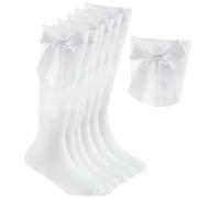 HiFEN® 3 Pairs Girls Knee High Socks with Fluffy Ribbons Bow, Back to School Uniform Party Wear Long Socks