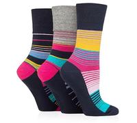 HiFEN®3 Pairs Ladies Floral Spotted Patterned and Striped Honeycomb Top Cotton Socks Women Xmas Gifts (Size 4-8)