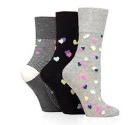 HiFEN®3 Pairs Ladies Floral Spotted Patterned and Striped Honeycomb Top Cotton Socks Women Xmas Gifts (Size 4-8)