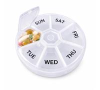HiFEN® 7 Day Weekly Pill Box Organiser Monday to Sunday with Easy Open Snap Shut Lids, Portable Travel Tablet Case, BPA Free Medication & Vitamin Storage, Push Button Pop Open, Daily Planner