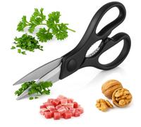HiFEN® Heavy Duty Kitchen Scissors, Stainless Steel Multi-Functional Shears for Meat, Poultry, Vegetables, Herbs with Soft Grip, Serrated Blades, Bottle & Jar Opener, Nut Cracker