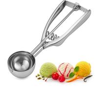 HiFEN® Ice Cream Scoops with Easy Trigger, 6 cm Large Sized, Stainless Steel Scoop, Good Grip for Ice Cream, Meatballs, Mellon Balls, Mashed Potatoes and Muffins