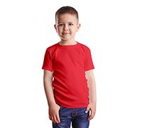 HiFEN® Kids Crew Neck Short Sleeve T Shirts Cotton Rich Plain Classic Fit Valueweight Casual Top 3 to 15 Years Red