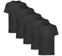 HiFEN® Kids Crew Neck Short Sleeve T Shirts Cotton Rich Plain Classic Fit Valueweight Casual Top 3 to 15 Years 5 Pack Black