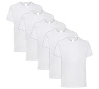 HiFEN® Kids Crew Neck Short Sleeve T Shirts Cotton Rich Plain Classic Fit Valueweight Casual Top 3 to 15 Years 5 Pack White