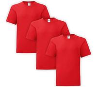 HiFEN® Kids Crew Neck Short Sleeve T Shirts Cotton Rich Plain Classic Fit Valueweight Casual Top 3 to 15 Years 3 Pack Red