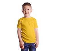 HiFEN® Kids Crew Neck Short Sleeve T Shirts Cotton Rich Plain Classic Fit Valueweight Casual Top 3 to 15 Years Sunflower Yellow