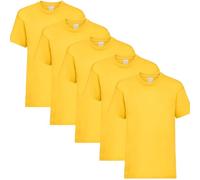 HiFEN® Kids Crew Neck Short Sleeve T Shirts Cotton Rich Plain Classic Fit Valueweight Casual Top 3 to 15 Years 5 Pack Yellow