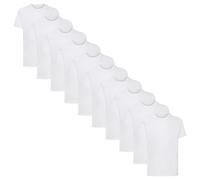HiFEN® Kids Crew Neck Short Sleeve T Shirts Cotton Rich Plain Classic Fit Valueweight Casual Top 3 to 15 Years (Pack of 10) White