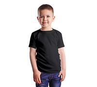 HiFEN® Kids Crew Neck Short Sleeve T Shirts Cotton Rich Plain Classic Fit Valueweight Casual Top 3 to 15 Years Black