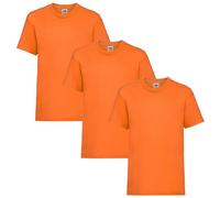 HiFEN® Kids Crew Neck Short Sleeve T Shirts Cotton Rich Plain Classic Fit Valueweight Casual Top 3 to 15 Years 3 Pack Orange