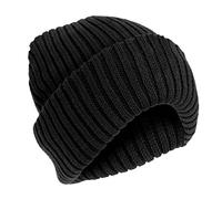 HiFEN® Mens Winter Thinsulate Thermal Ribbed Beanie Hat, Thick Fleece Lining, Knitted Wooly, Warm, Comfortable, Insulated and Soft, Black