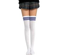 HiFEN® New Ladies Girls Over The Knee Thigh High Long Socks Plain & Thin Stripes Tube Tights For Halloween Costumes Party Assorted Colours UK Size 4-6