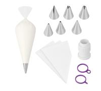 HiFEN® Piping Kit for Cake Decorating, 100 Disposable Piping Bags, 6 Tips, 1 Reusable Coupler, and 2 Cake Ties for Cupcake Dessert Cookies Decoration
