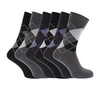 HiFEN RALPH LEWIS 6 Pairs Men Cotton Socks Assorted Argyle Design Calf Socks UK 6-11