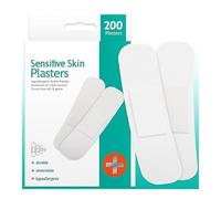 HiFEN® Sensitive Skin Assorted Waterproof Plasters - 200 Mixed Sizes | Hypoallergenic, Strong Adhesive, Breathable & Latex-Free | Blister & Wound Care, First Aid Kit Essential