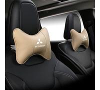 HIFFEY 2 Pcs Car Seat Neck Pillow For Mitsubishi Outlander ASX Pajero Eclipse Cross Car Seat Headrest Protects Neck And Vertebrae Breathable Rest Pillow Comfortable Accessory,Beige