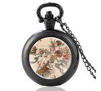 HIFFEY Antique Bronze Vintage Quartz Pocket Watch Pendant Clock Watch Men Women Glass Dome Necklace Gifts (Color : Black)