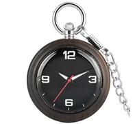 HIFFEY Arabic Numerals Scale Display Wooden Pendant Quartz Pocket Watches Retro Fob Chain Fashion Man Wood Pocket Timepiece (Color : Ebony Wood No Box-01)