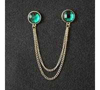 HIFFEY Fashion Alloy Rhinestone Brooch Tassel Chain Men's Suit Shirt Collar Pins Corsage Vintage Brooches for Women Accessories (Color : Green)