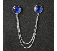 HIFFEY Fashion Alloy Rhinestone Brooch Tassel Chain Men's Suit Shirt Collar Pins Corsage Vintage Brooches for Women Accessories (Color : Blue)