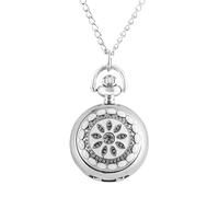 HIFFEY Fashion Silver White Ceramics Flower Crystal Small Size Quartz Pocket Watch Necklace Pendant Women Lady Girl Birthday Gift