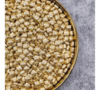 HIFFEY Metal Sugar Needle Shaped Sugar Beads Gold Silver Cake Decoration Donut Baking Holiday Party Dessert Decoration Decoration (Color : Gold cube, Size : 50g)