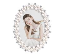 HIFFEY Modern Style Oval Frame 5x7 Inch Decorative Photo Frame with Pearls and Rhinestones is the Best Gift for Your Lover and Friend (Color : 7 inches)