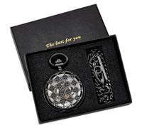 HIFFEY Personalized Retro Men's Mechanical Pocket Watch Antique Punk Roman Digital White Dial Chain Watch (Color : with Box)
