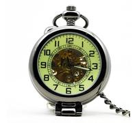 HIFFEY Retro Bronze Antique Men Steampunk Chain Watches Gift Clock Arabic Numerals Display Mechacnical Hand-Winding Mens Pocket Watch