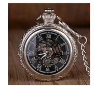 HIFFEY Steampunk Antique Retro Mechanical Pocket Watch Fob Chain Steel Exquisite Women Men Pocket Fob Watches Gifts (Color : Silver)