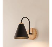 HIFFEY Wooden Wall Light Bedroom Bedside Wall Lamp Modern Wall Light Sconce for Restaurant Reading Room Porch Aisle Nordic Wall Lamp (Color : Black wood)