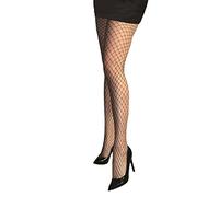 Hiffy Ladies Womens Girls Black Fishnet Tights (Lurex Black/Silver Medium Net, One Size)