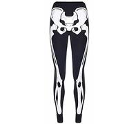 Hiffy Ladies Womens Halloween Stripe Skull Rose Hand Skeleton Skull Bones Print Leggings Plus Size (Skeleton Print, 8-10)