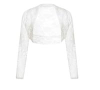 Hiffy Women's Ladies Cropped Open Front Bolero Lace Shrug Plus Size UK 8-24 (UK 20-22 White)