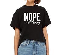 Hiffy® Womens Ladies Nope Not Today Slogan Printed Baggy Fit Short Sleeve Oversized T-Shirt (as8, Alpha, x_l, Regular, Regular, Nope Black)