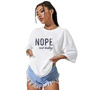 Hiffy® Womens Ladies Nope Not Today Slogan Printed Baggy Fit Short Sleeve Oversized T-Shirt (as8, Alpha, s, m, Regular, Regular, Nope White)