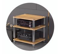 HiFi 3-Tier Adjustable AV Rack, Wooden Media Shelf for Record Players & TV, Modern Design (60x48x60cm) - Ideal for Home Entertainment & Audio Setup