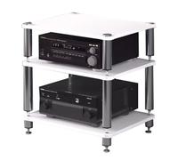 HIFI Audio Cabinet 2/3/4-Tier Record Player Stand AV Shelf for Turntable Amp Sky Box & Printer Wooden TV Table Brown 60x48x38cm (2-Tier)
