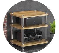 HIFI Audio Cabinet - 4-Layer MDF Stand for Record Player with Shock-Absorbing Feet and Power Amplifier Shelf