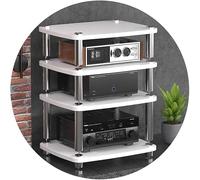 HiFi Audio Cabinet - 4-Tier MDF Stand for Turntable & Power Amplifier Shock-Absorbing Feet Stylish Record Player Storage Perfect for Audiophiles & Music Lovers