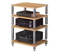 HiFi Audio Cabinet 4-Tier Stand for Turntables & Amplifiers AV Shelf Rack Wood Finish 60x48x76cm Ideal for Record Players Sky Box Printer Home Theater