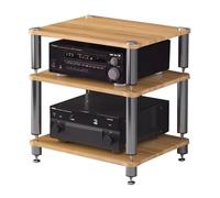 HiFi Audio Cabinet Stand - 2/3/4-Tier Record Player Rack AV Shelf for Turntable Amp & Sky Box Wooden Table (60x48x57cm 3-Tier) - Stylish & Audio Furniture