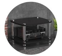 HiFi Audio Cabinet Stand - 2-Tier MDF Audio Rack for Record Player & Power Amplifier - Shock-Absorbing Feet - Black - 60x48x38cm - Stylish Home Audio Furniture
